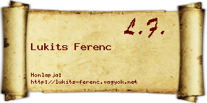 Lukits Ferenc névjegykártya